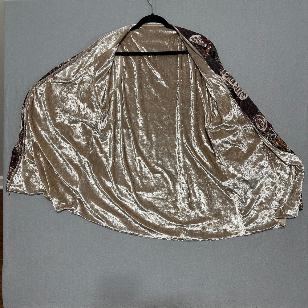 Entro Medallion Print Velvet Lined Kimono Jacket J8489 Earth Tones ML - Picture 2 of 7